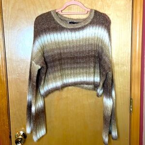 Cider knitted long sleeve brown and white sweater size L